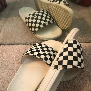 Vans slides white checker size 9